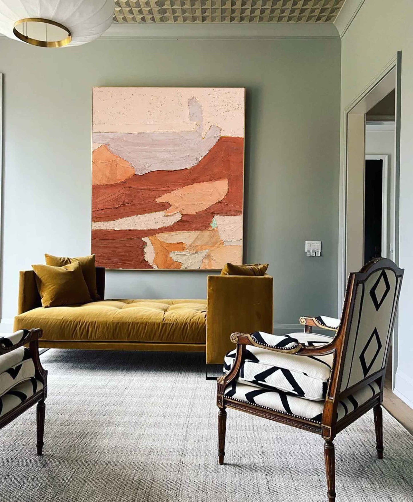 Terracotta Peaks - Abstract Mountain Art, Textured Earth Tone Painting