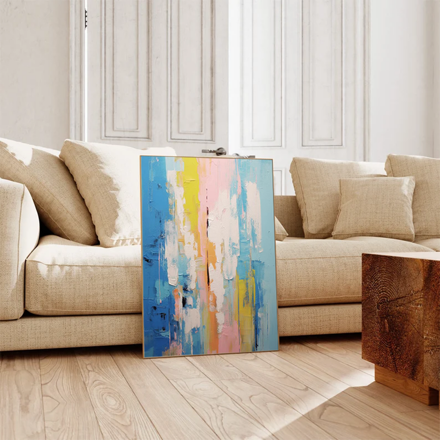 Summer Rain - Vertical Abstract Painting Colorful Textured Art