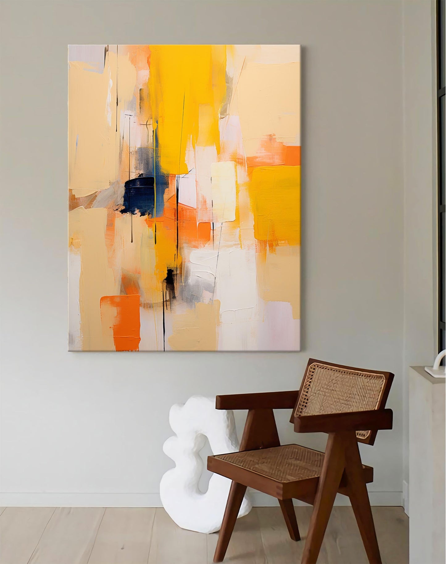 Urban Sunshine - Modern Yellow Art, Vertical Abstract Wall Art