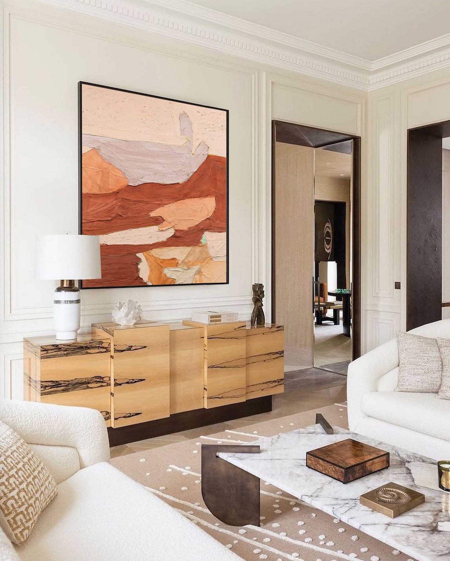 Terracotta Peaks - Abstract Mountain Art, Textured Earth Tone Painting