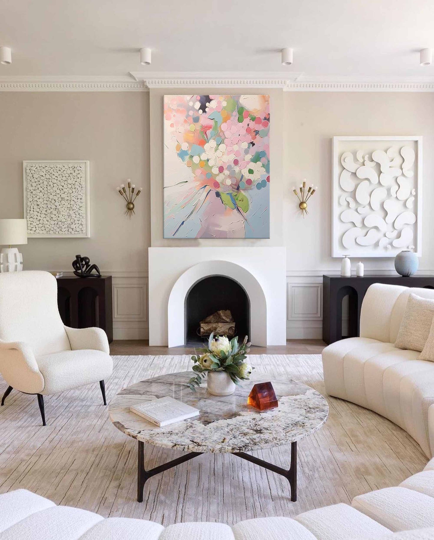 Pastel Bouquet - Colorful Impressionist Wall Art, Textured Flower Painting