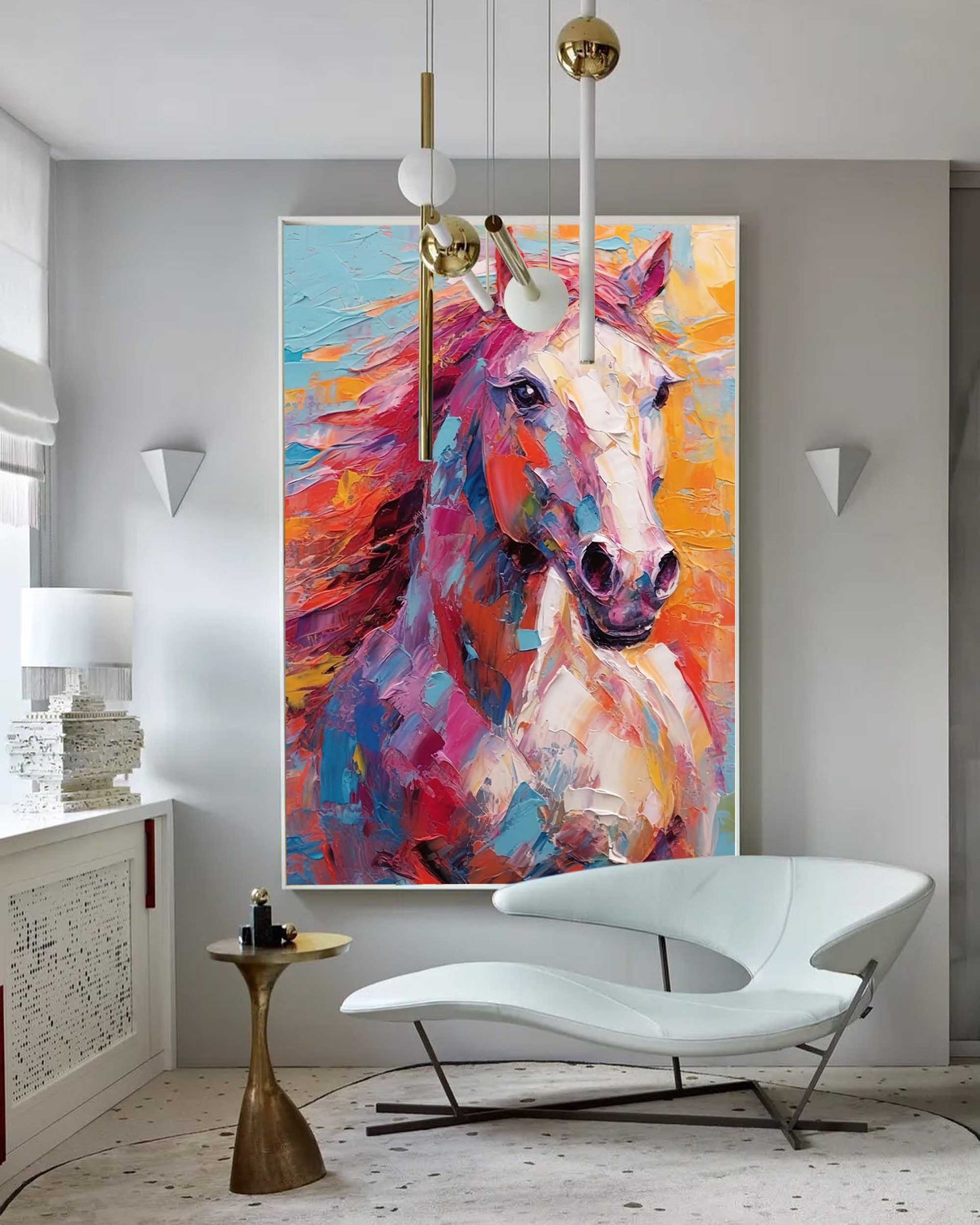 Chromatic Stallion - Textured Colorful Horse Painting, Modern Animal Art