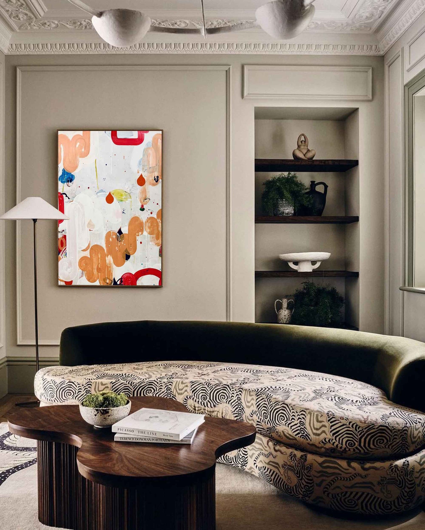 Fluid Play - Orange and White Modern Abstract Painting on Canvas