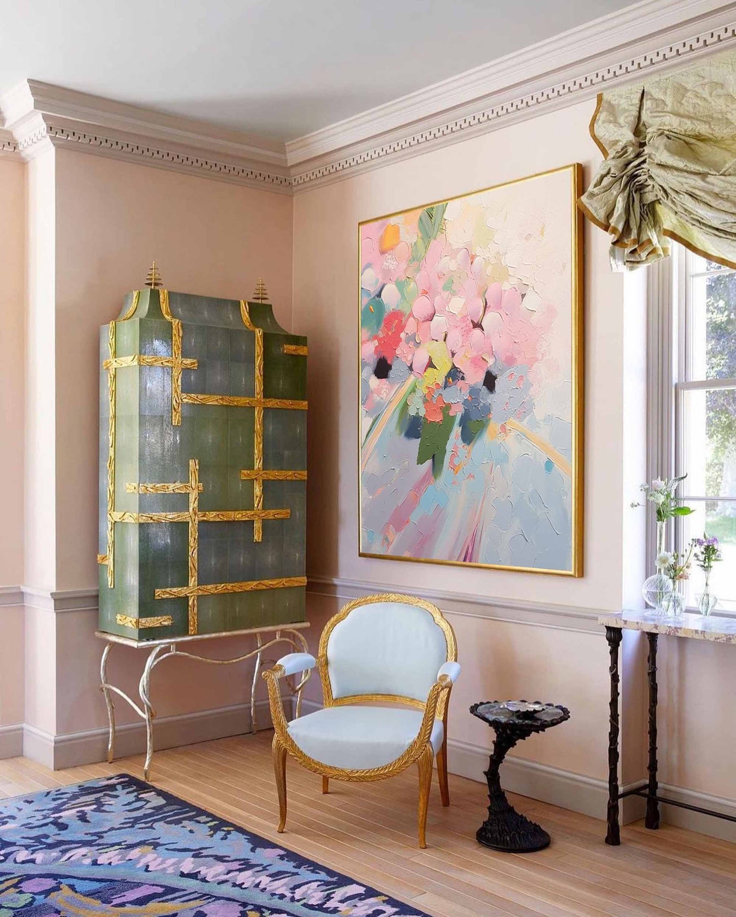 Pastel Dreams - Whimsical Hydrangea Wall Art, Textured Floral Painting