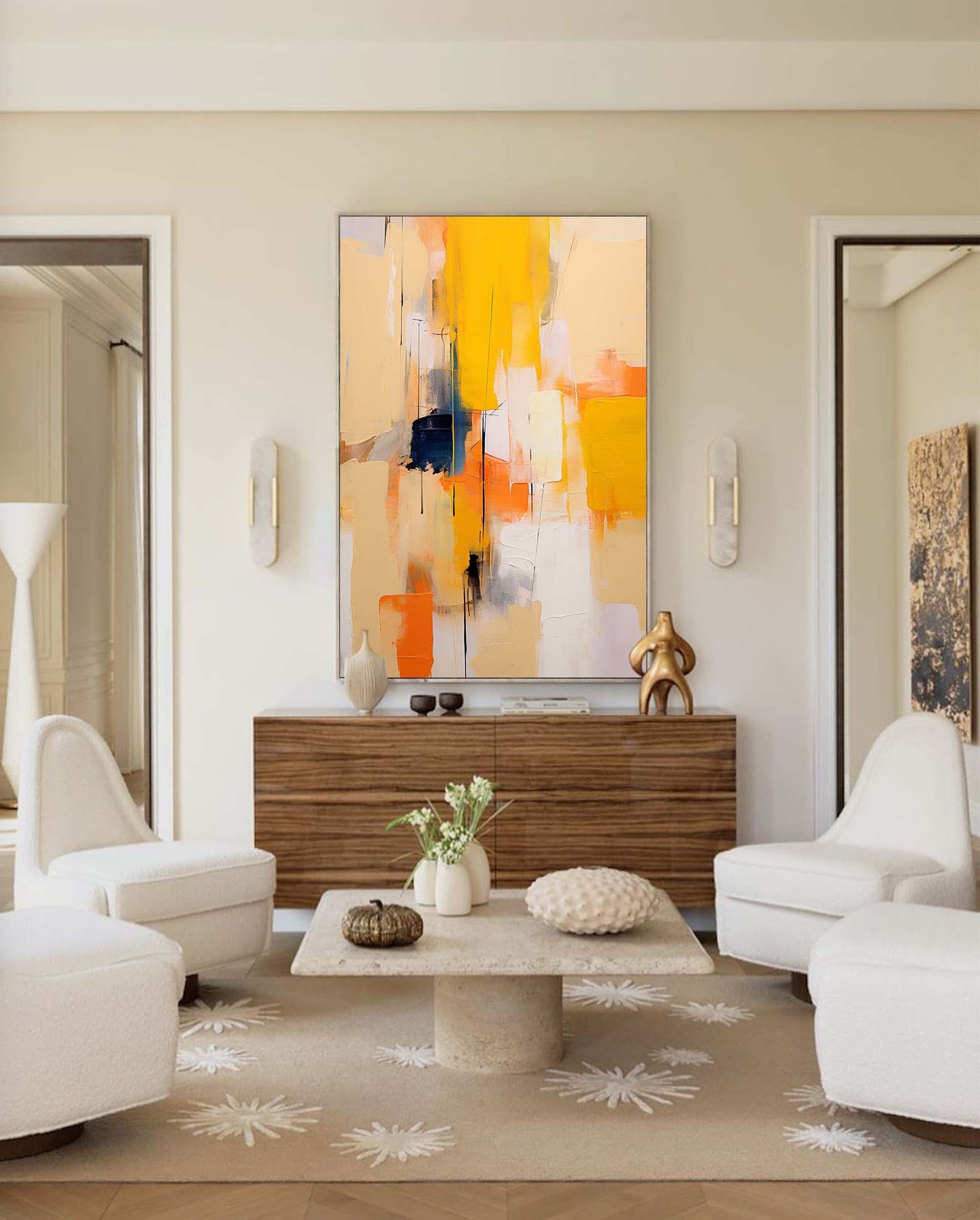 Urban Sunshine - Modern Yellow Art, Vertical Abstract Wall Art