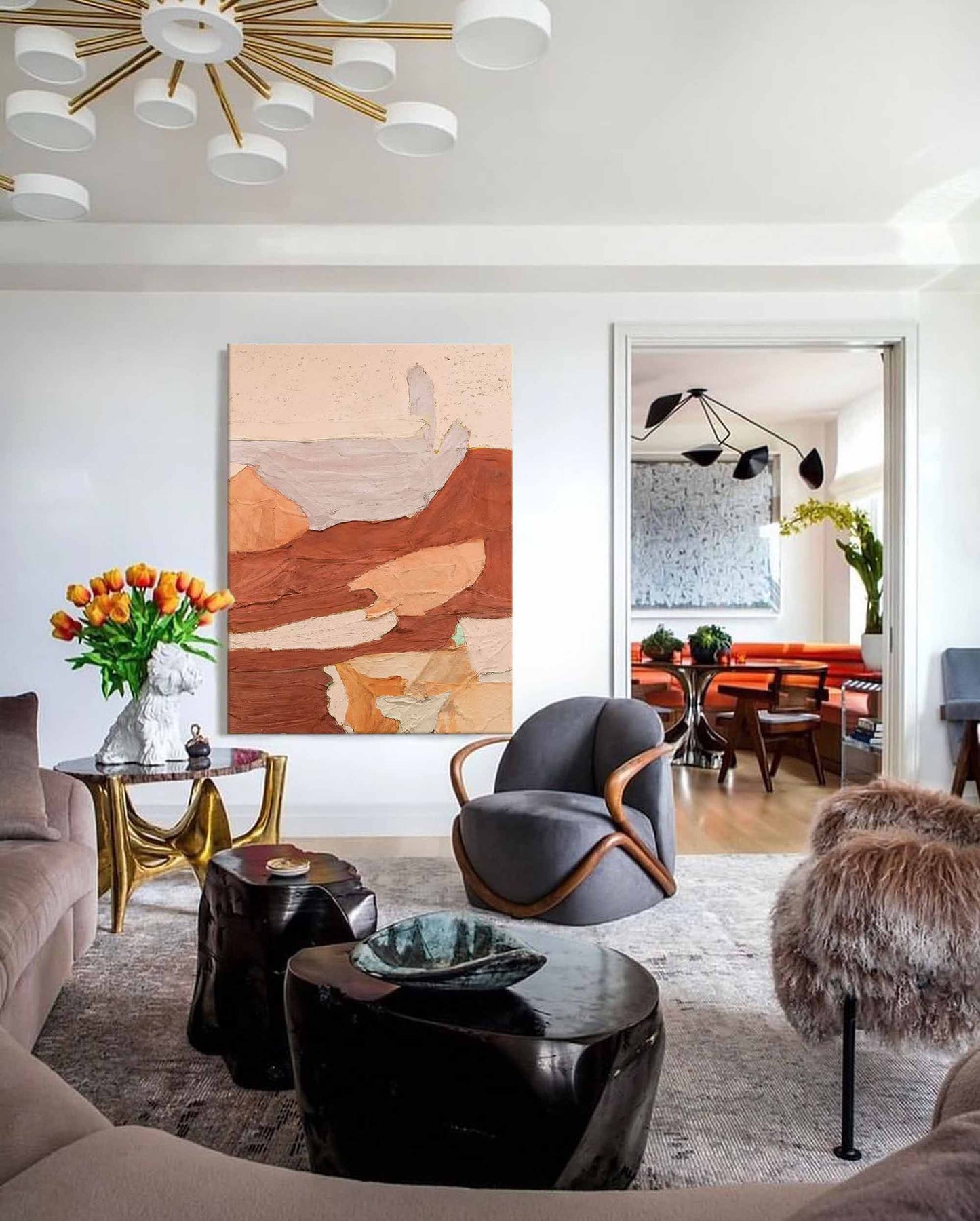 Terracotta Peaks - Abstract Mountain Art, Textured Earth Tone Painting