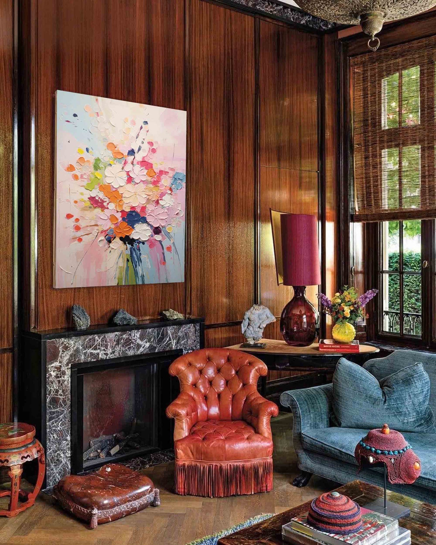 Joyful Blooms - Textured Abstract Floral Art, Colorful Impasto Painting