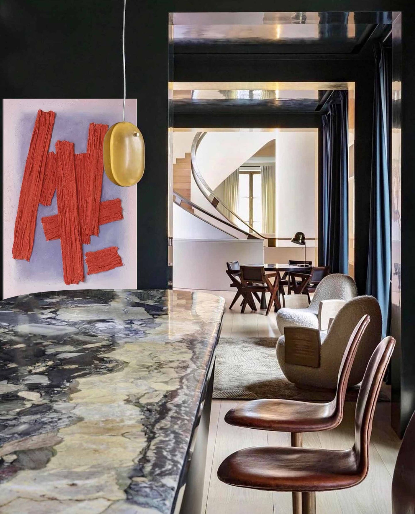 Crimson Weave - Bold Abstract Red Art, Textured Fabric Painting