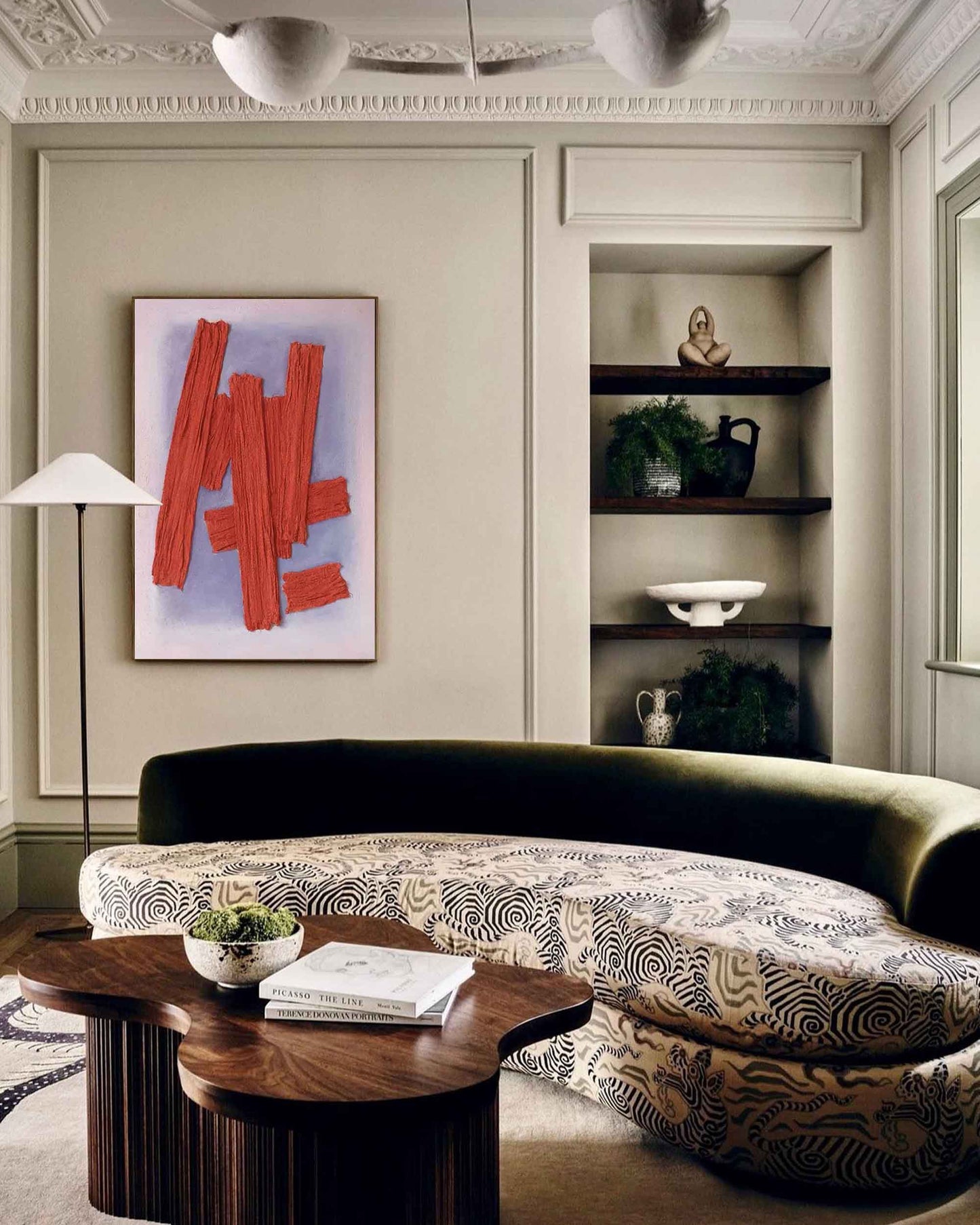 Crimson Weave - Bold Abstract Red Art, Textured Fabric Painting