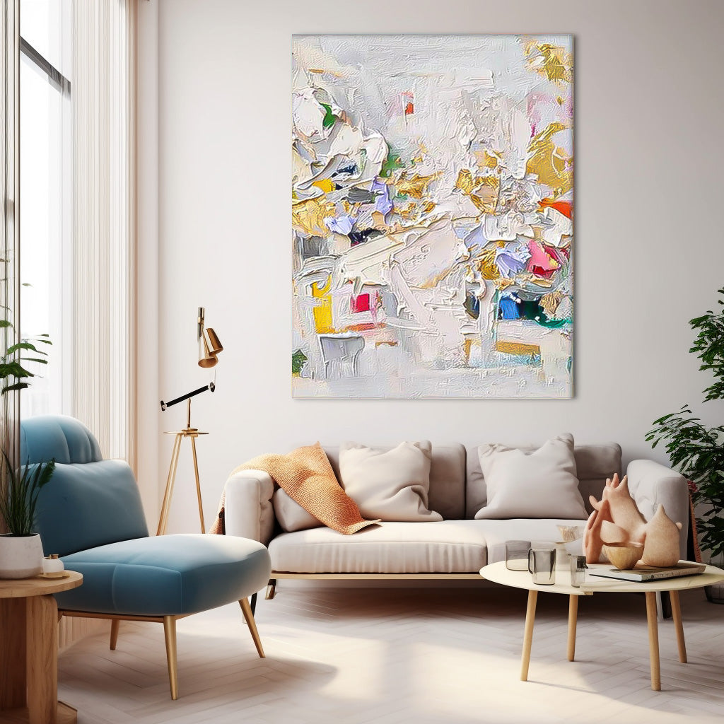 Urban Fragments - Modern Textured Wall Art with Gold Accents