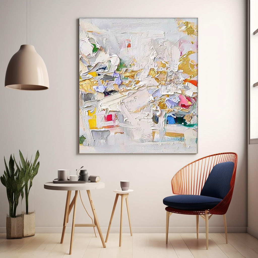 Urban Fragments - Modern Textured Wall Art with Gold Accents