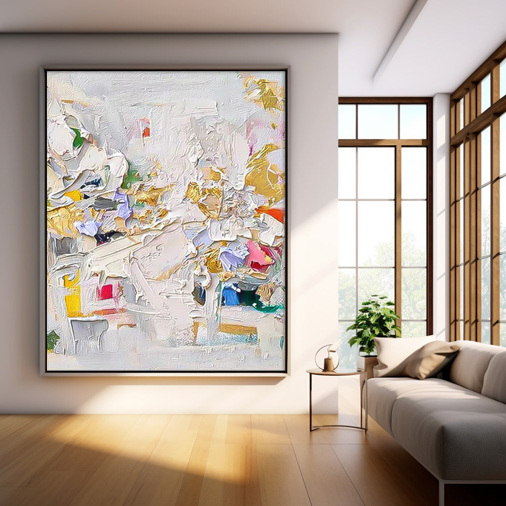 Urban Fragments - Modern Textured Wall Art with Gold Accents