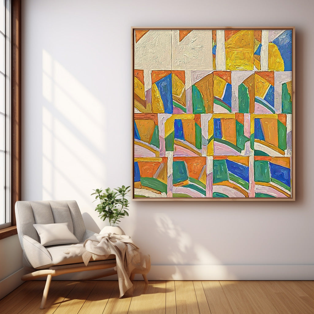 Kaleidoscope Grid - Colorful Abstract Wall Art Geometric Canvas