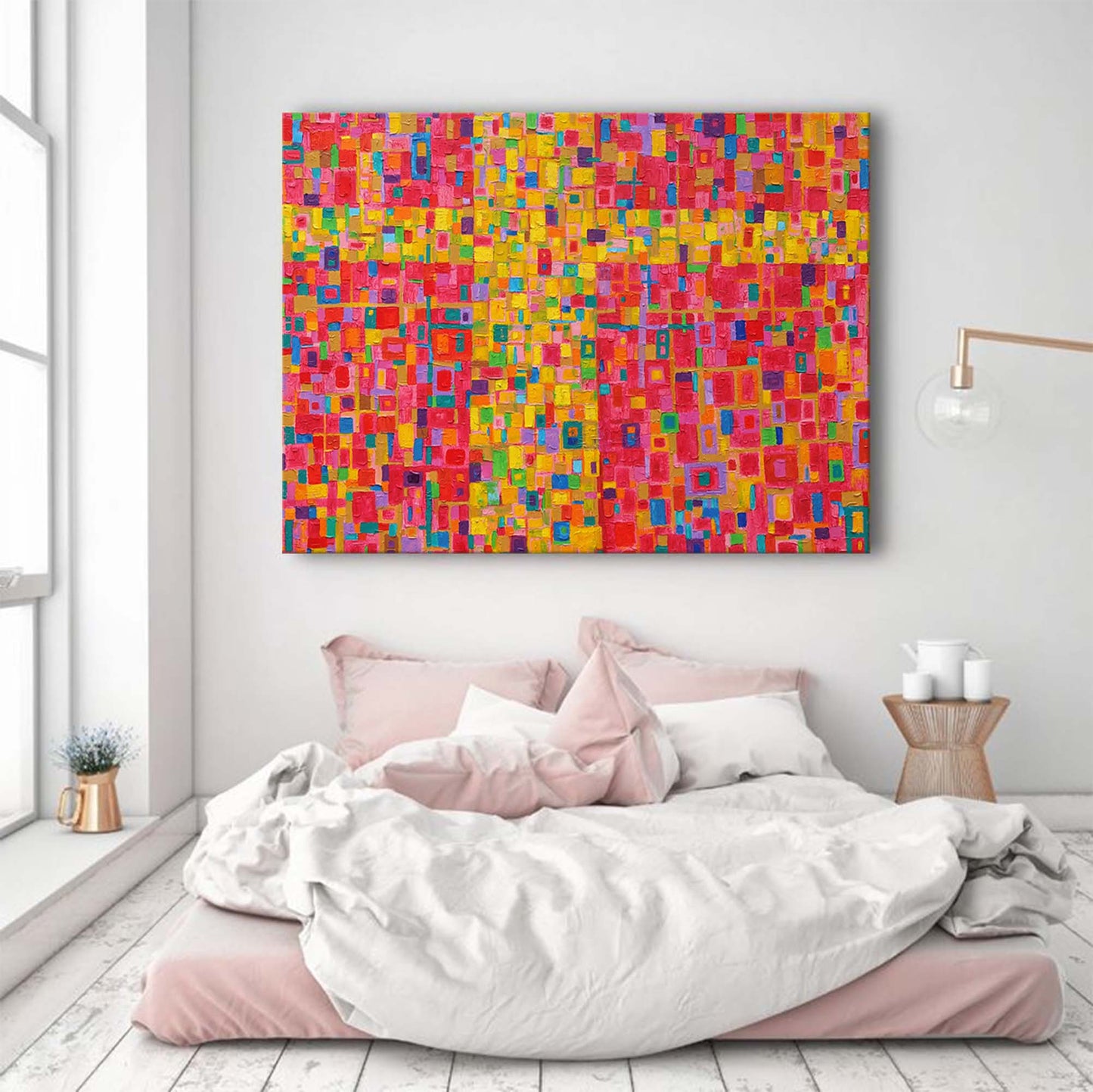 Pixelated Joy - Contemporary Colorful Art, Multicolor Textured Oil Painting