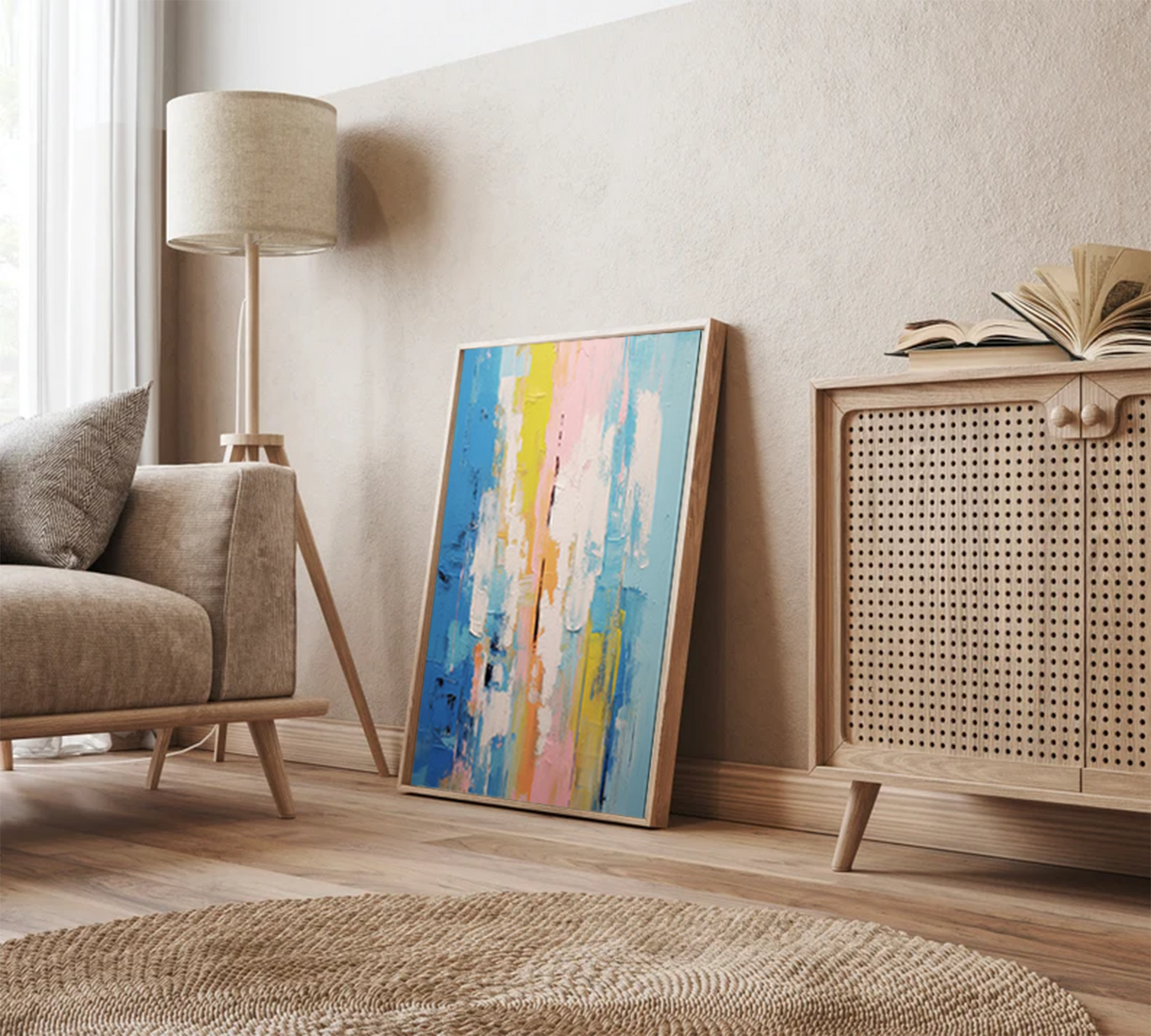 Summer Rain - Vertical Abstract Painting Colorful Textured Art