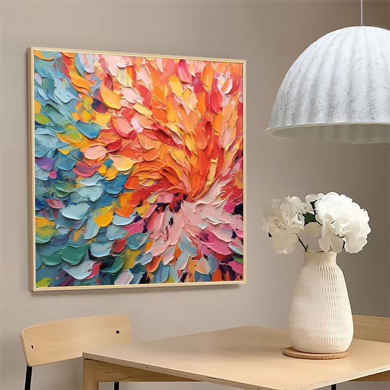 Solar Flare - Vibrant Textured Colorful Art with Impasto Strokes