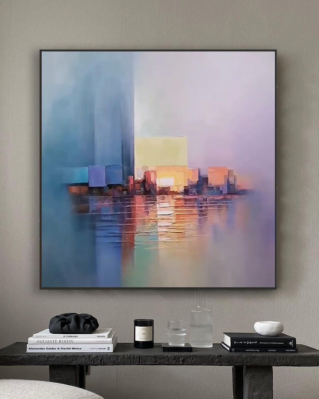 Harbor Lights - Impressionistic Cityscape Oil Painting, Abstract Urban Wall Art