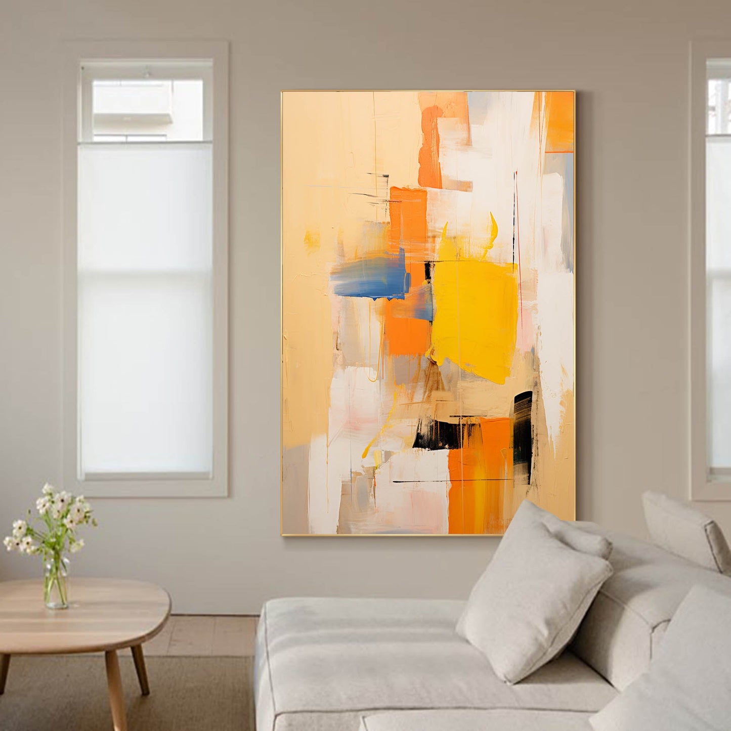 Sunset Cityscape - Yellow and Abstract Orange Wall Art