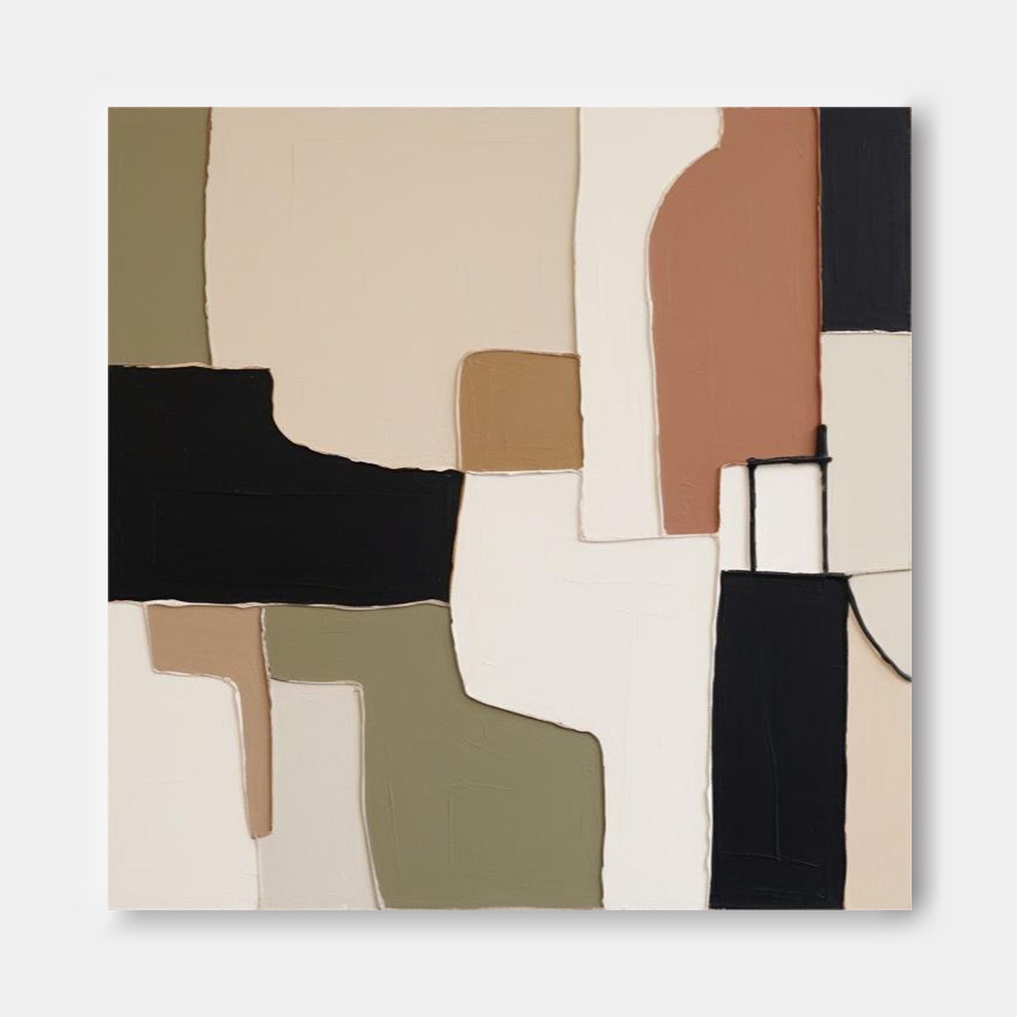 Terra Structure - Black Modern Artwork with Minimal Earthy Tones