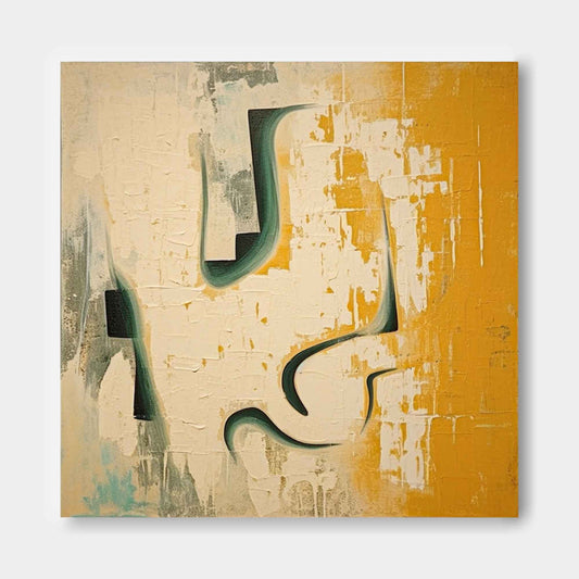 Calligraphy in Ochre - Modern Minimal Artwork Yellow & Black