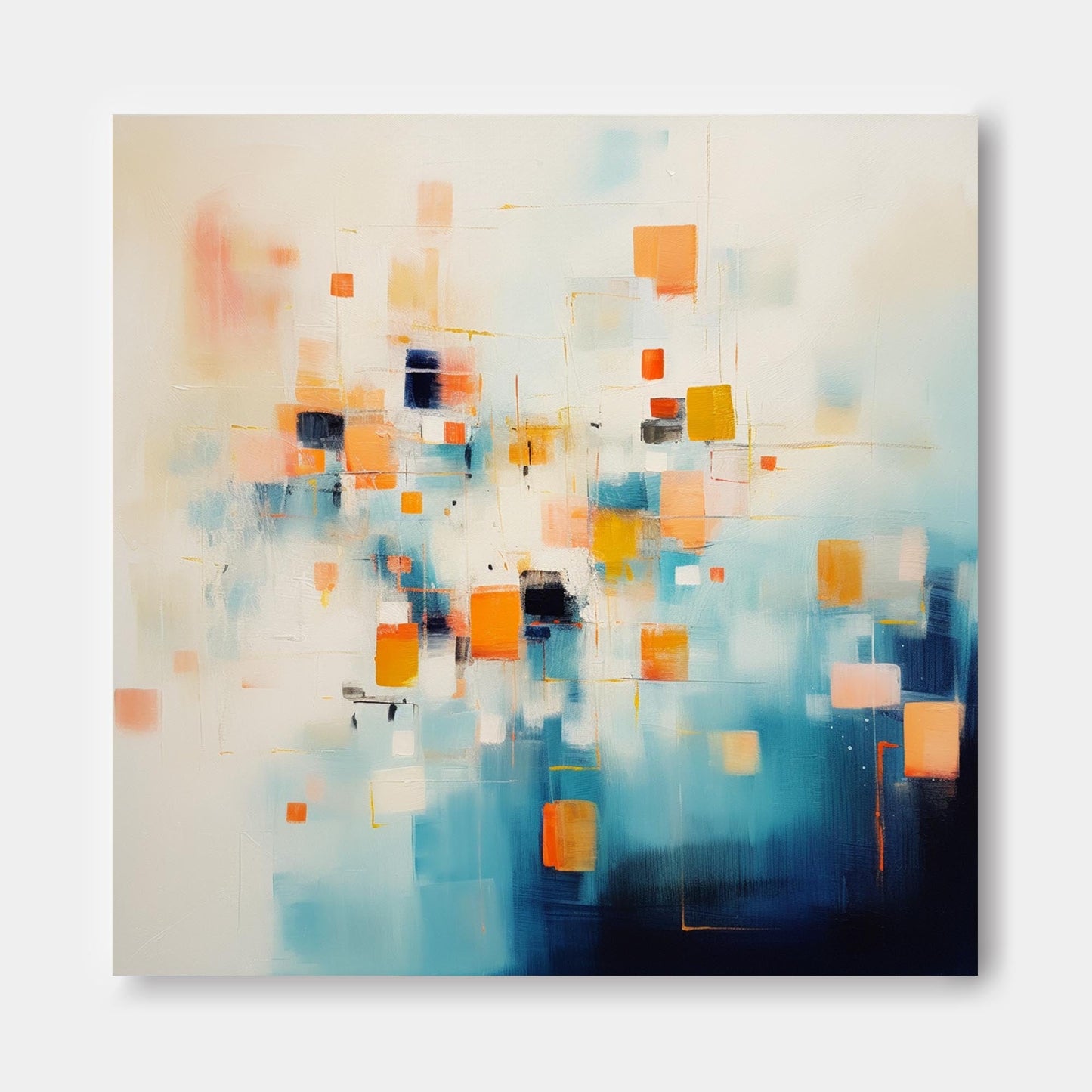 Digital Horizon - Large Modern Geometric Abstract Painting