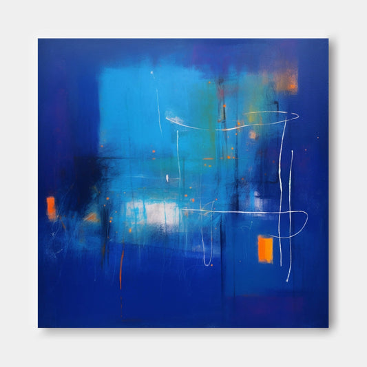 Cosmic City - Abstract Paintings of Space, Modern Blue and Orange Art