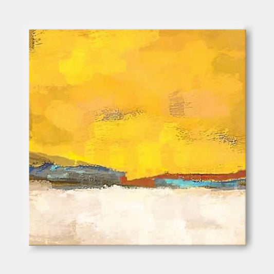Golden Horizon - Yellow Wall Art Abstract Landscape Canvas Painting