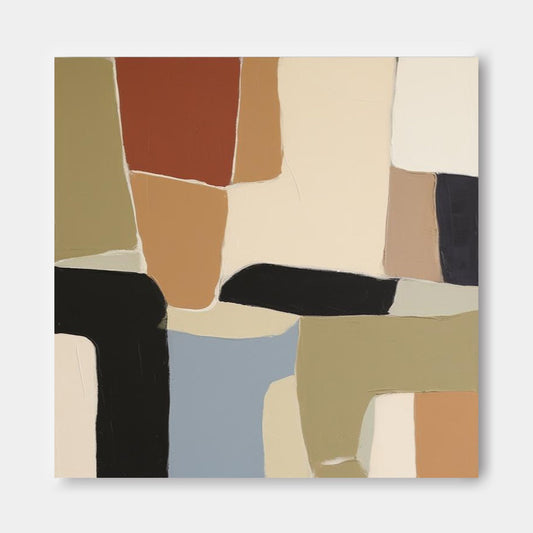 Geo Structure - Modern Minimal Black Abstract Wall Art in Earth Tones