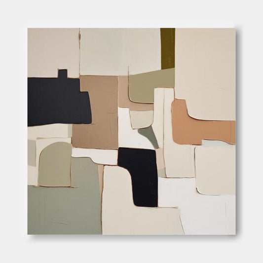 Terra Mosaic - Modern Minimal Earthy Wall Art with Black Accents