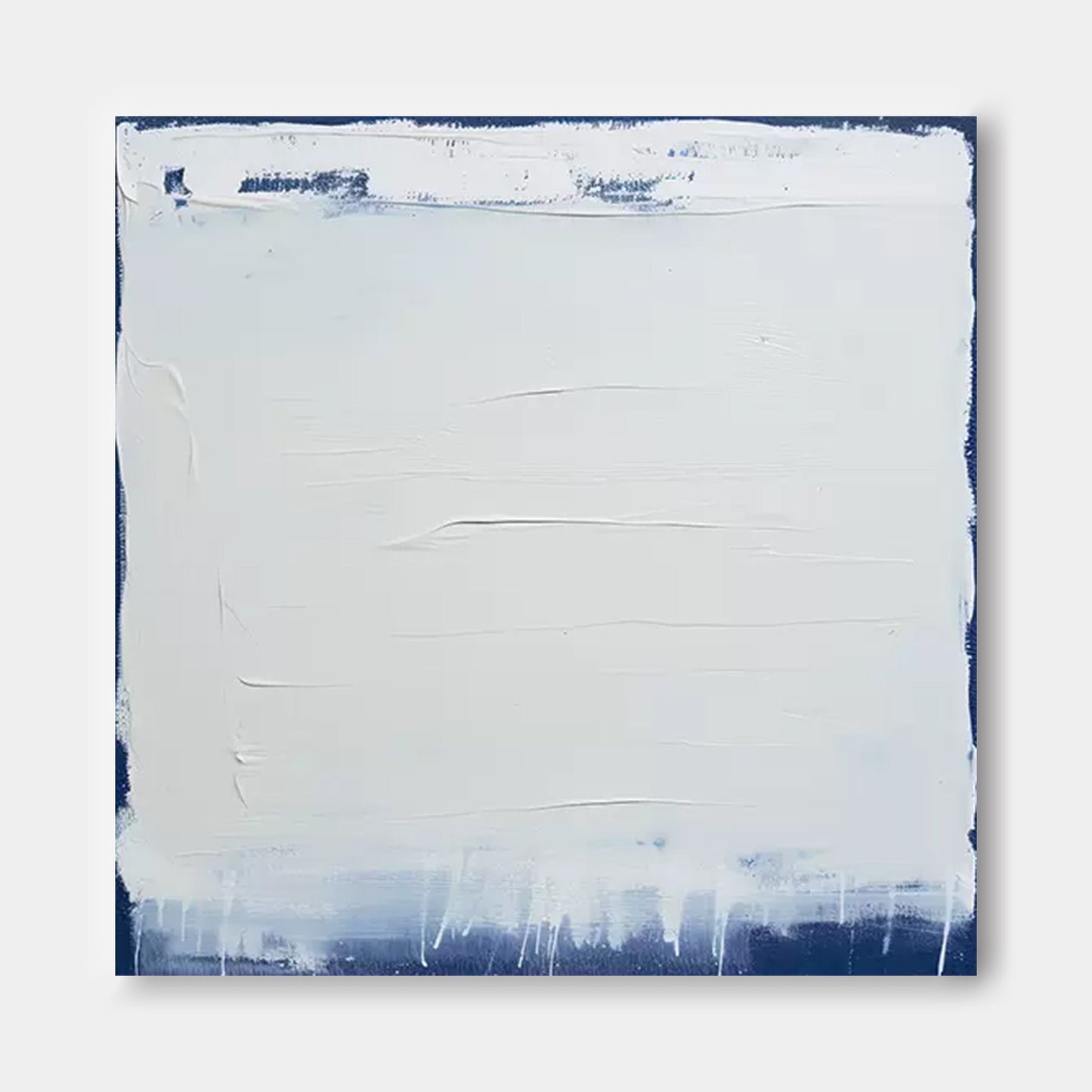 Whiteout - Minimalist Blue and White on White Artwork