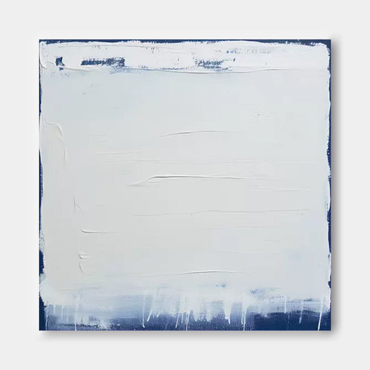 Whiteout - Minimalist Blue and White on White Artwork