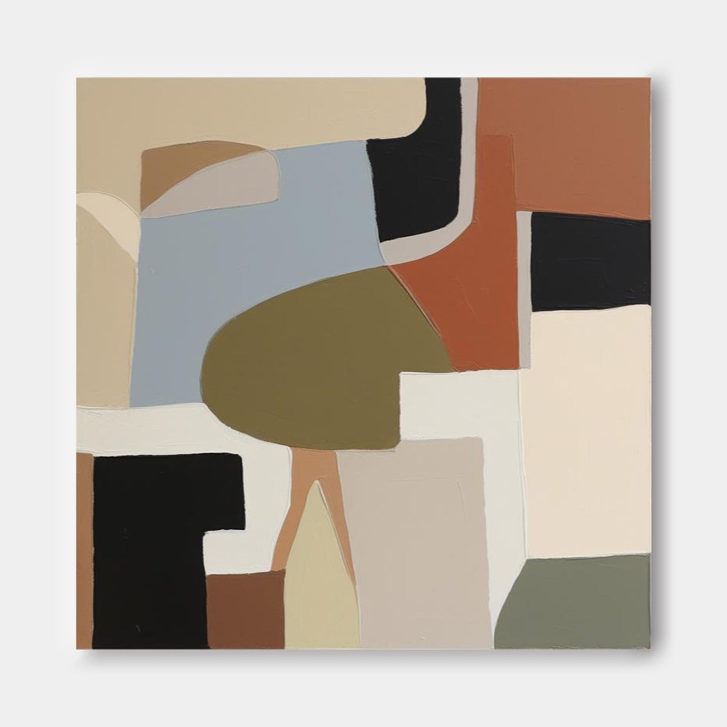 Interlock - Contemporary Black and Grey Abstract Art with Earth Tones