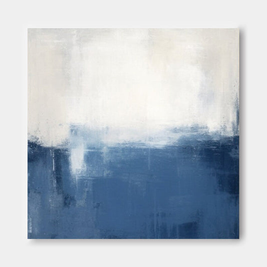 Horizon Calm - Minimalist Blue White Abstract Painting