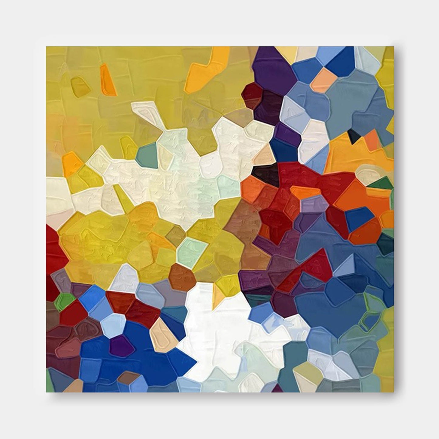 Chromatic Mosaic - Colorful Geometric Art Paintings, Textured Oil on Canvas