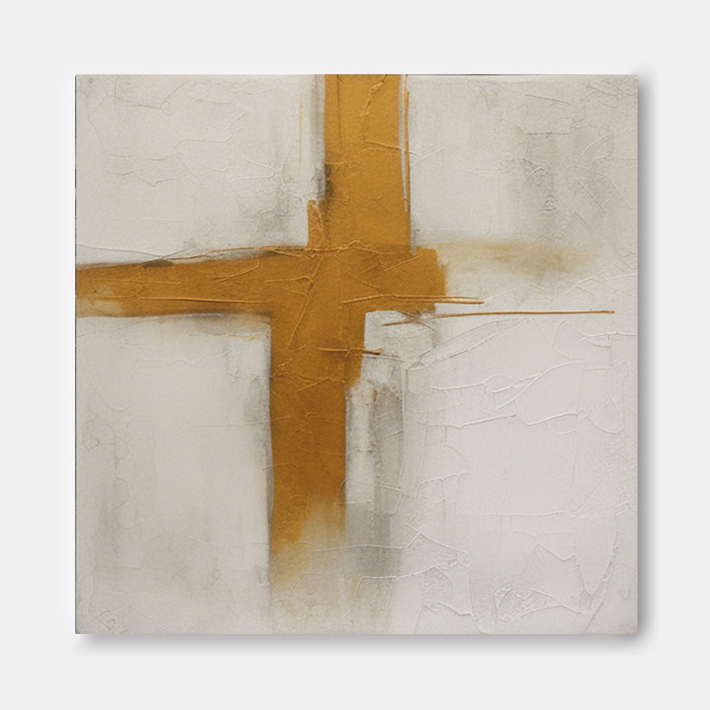 Golden Cross - Christian Wall Art Minimalist Textured Painting