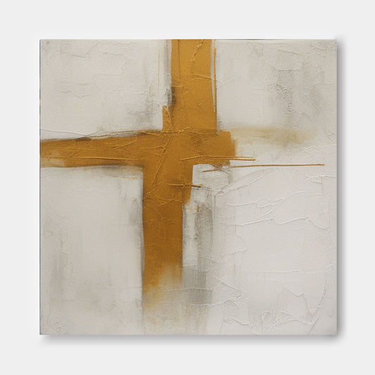 Golden Cross - Christian Wall Art Minimalist Textured Painting