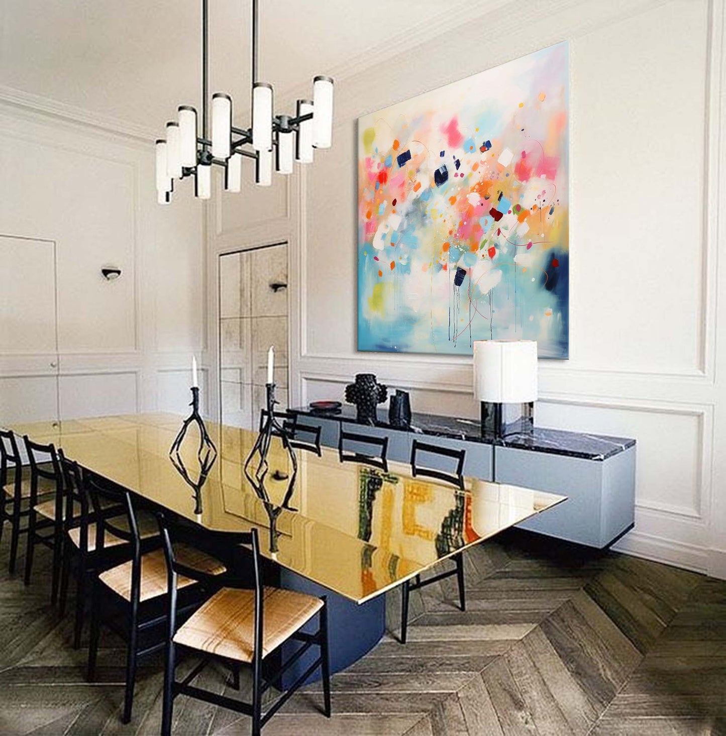 Joyful Bloom - Large Colorful Abstract Art Paintings on Canvas