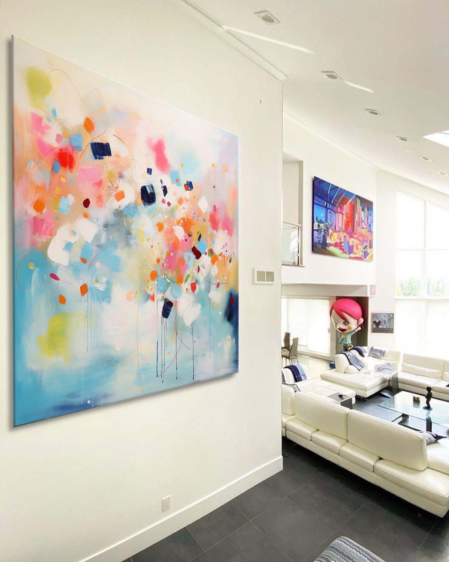 Joyful Bloom - Large Colorful Abstract Art Paintings on Canvas