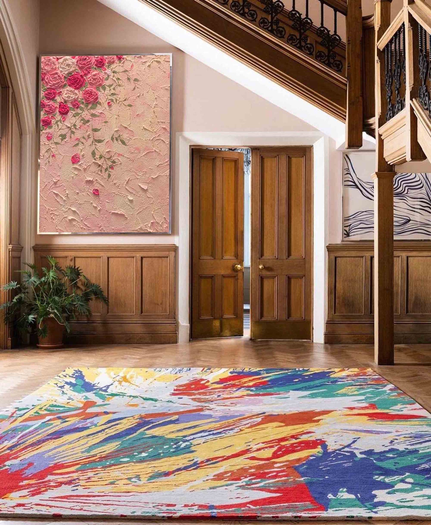 Vintage Bloom - Textured Rose Wall Art, Shabby Chic Painting