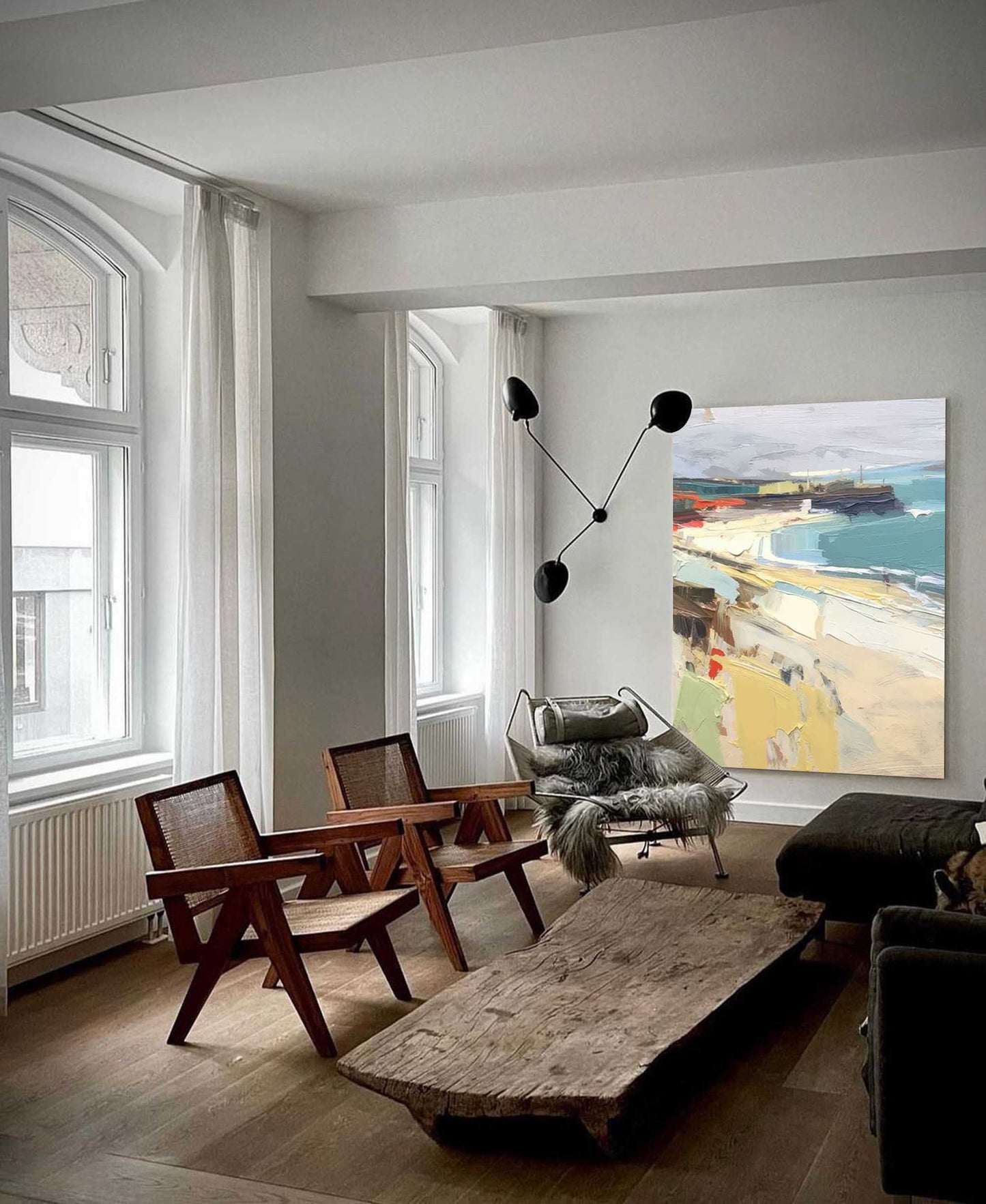 Harbor View - Textured Beach Scene Wall Art in Impressionist Style