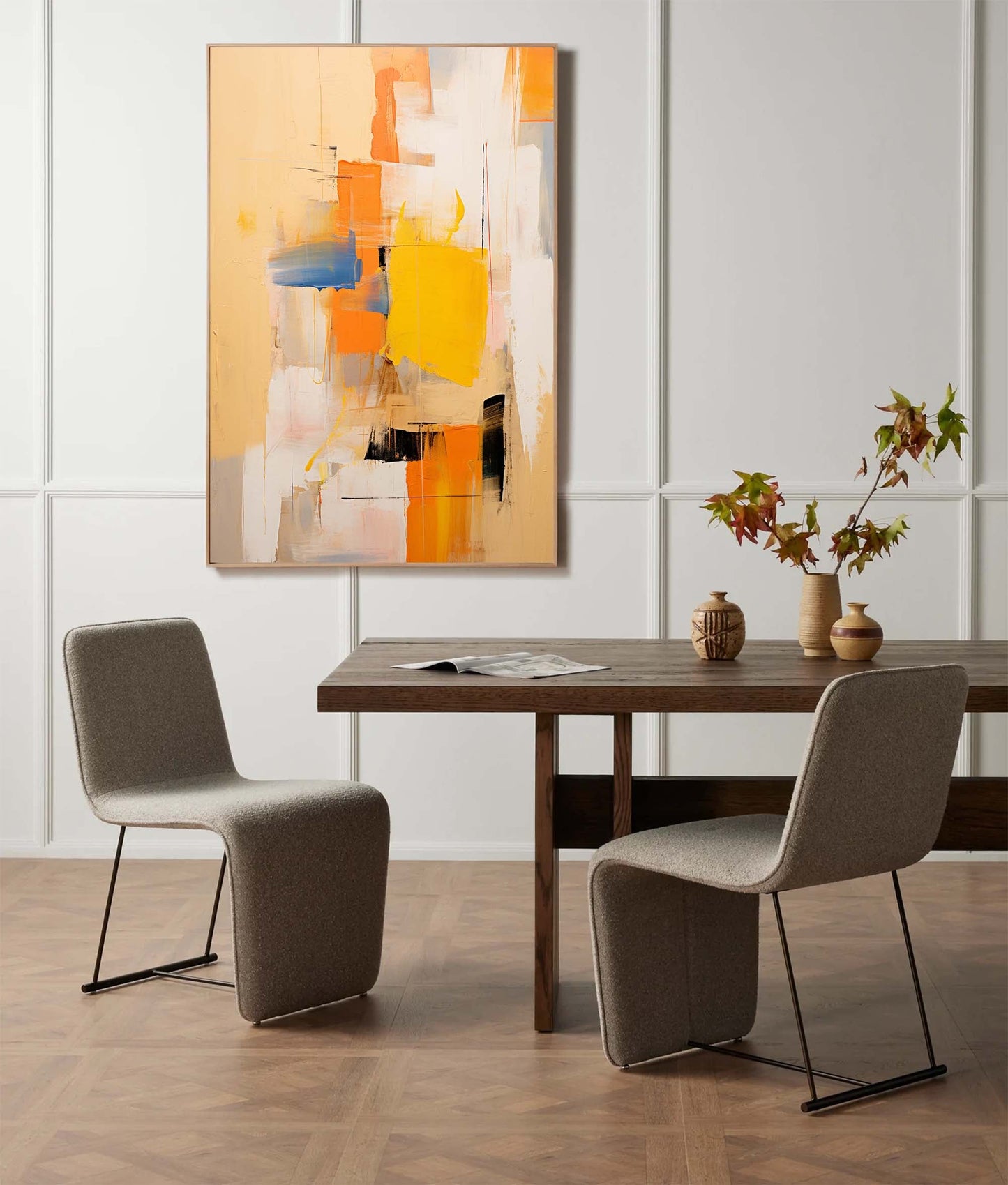 Sunset Cityscape - Yellow and Abstract Orange Wall Art