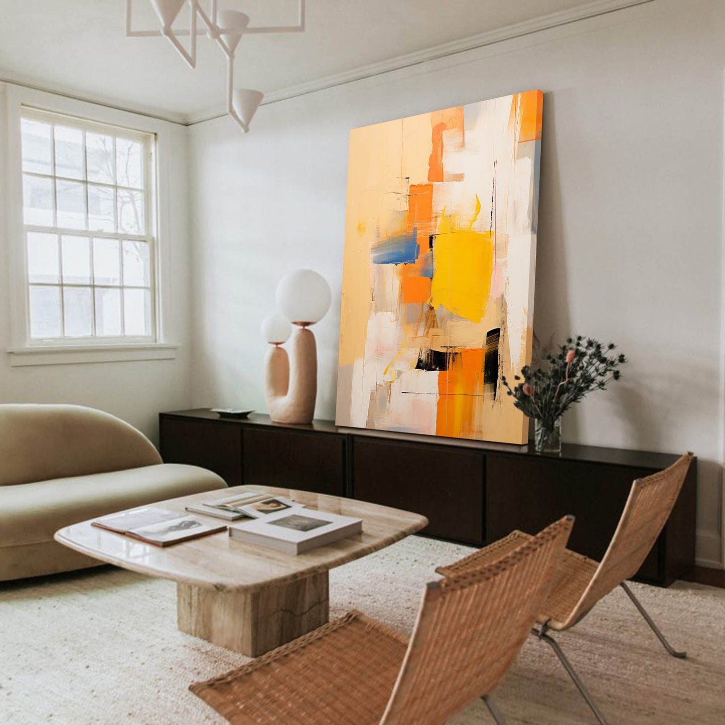 Sunset Cityscape - Yellow and Abstract Orange Wall Art