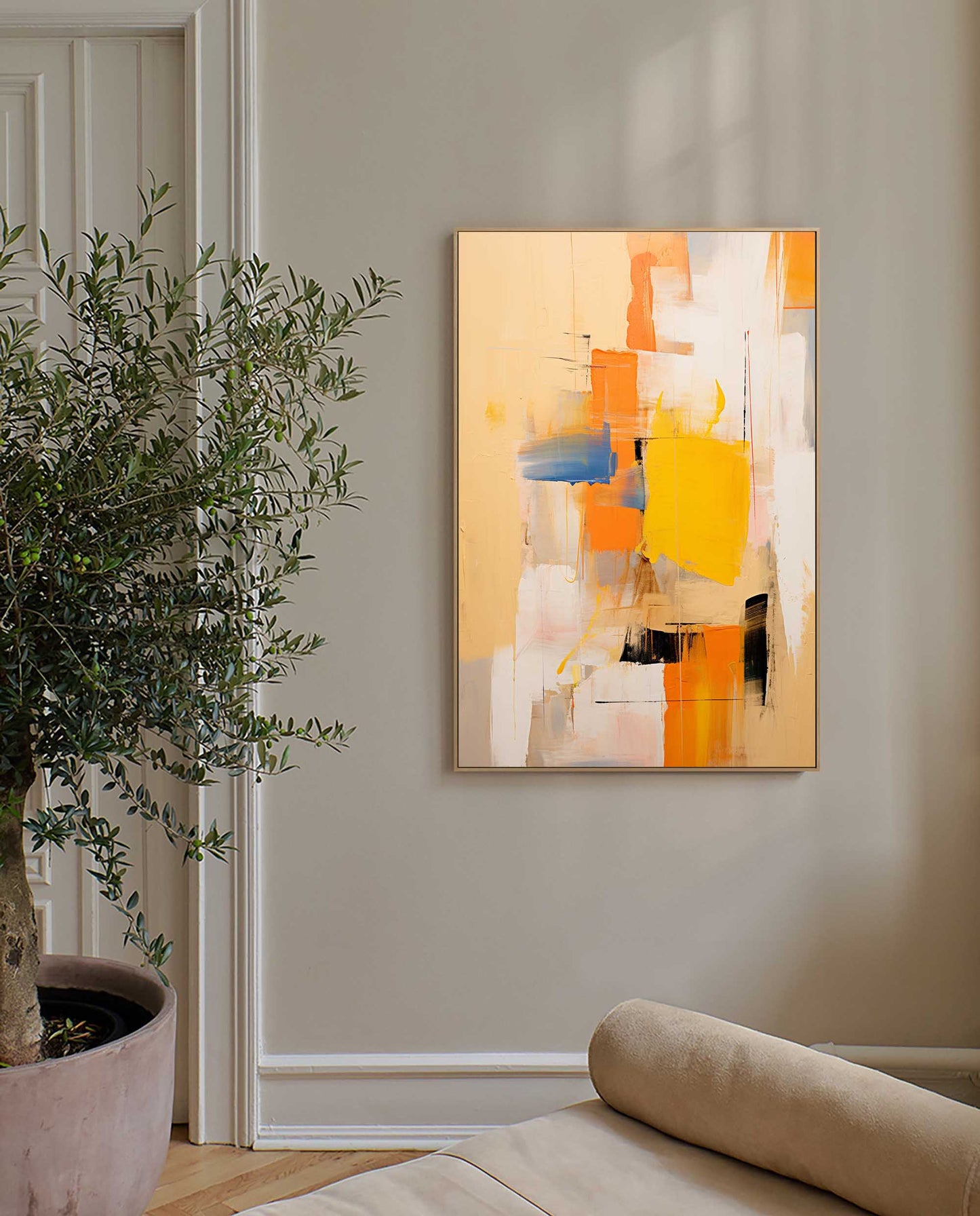 Sunset Cityscape - Yellow and Abstract Orange Wall Art