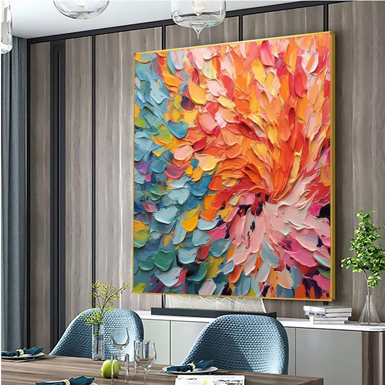 Solar Flare - Vibrant Textured Colorful Art with Impasto Strokes