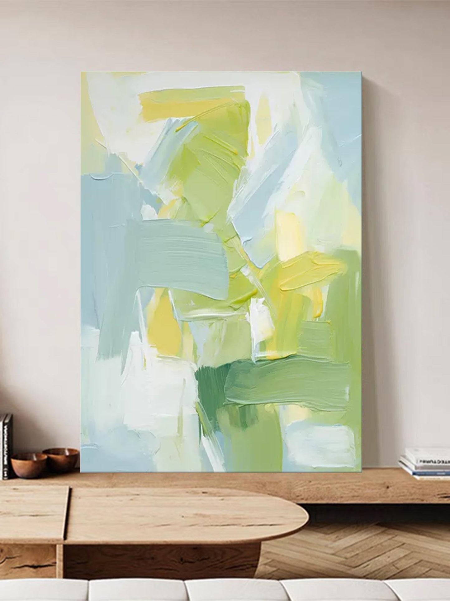 Spring Breeze - Green and Yellow Light Blue Wall Art