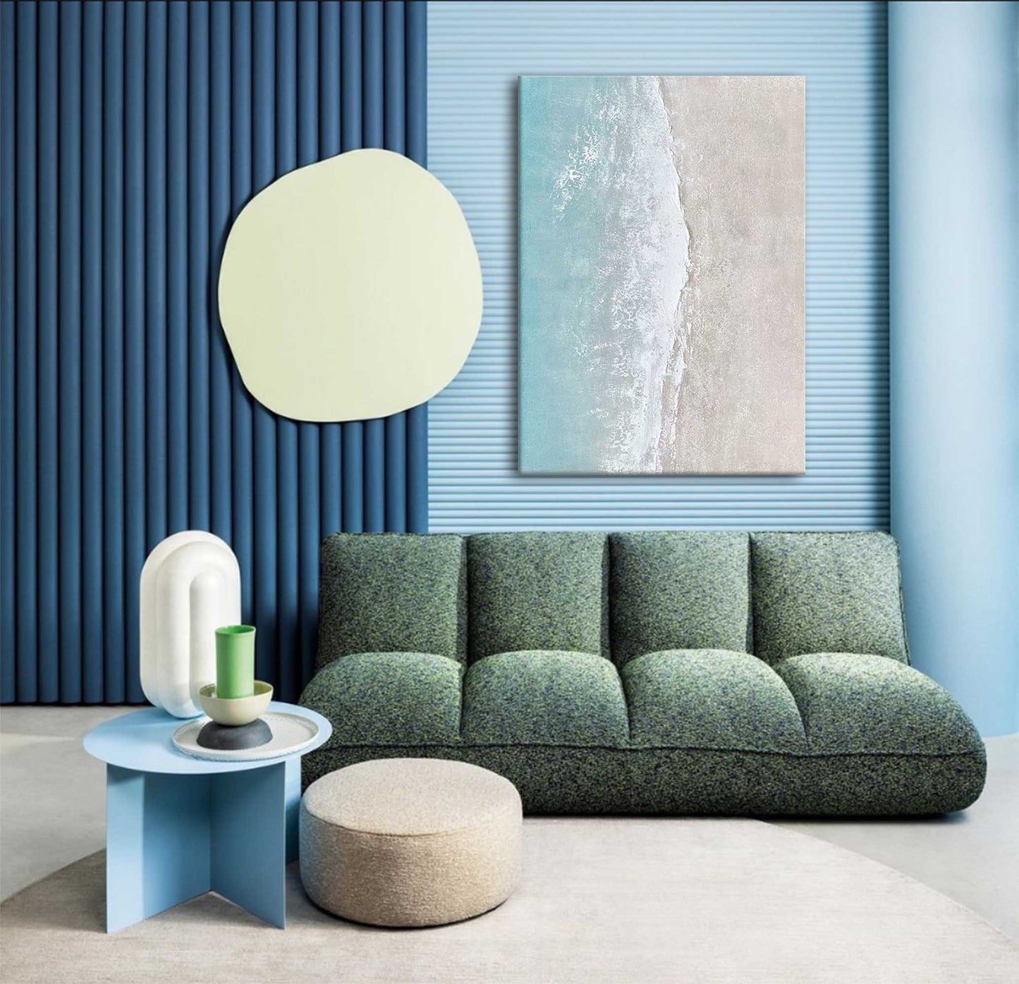 Serene Shore - Beach Wall Art Textured Aerial Ocean Painting