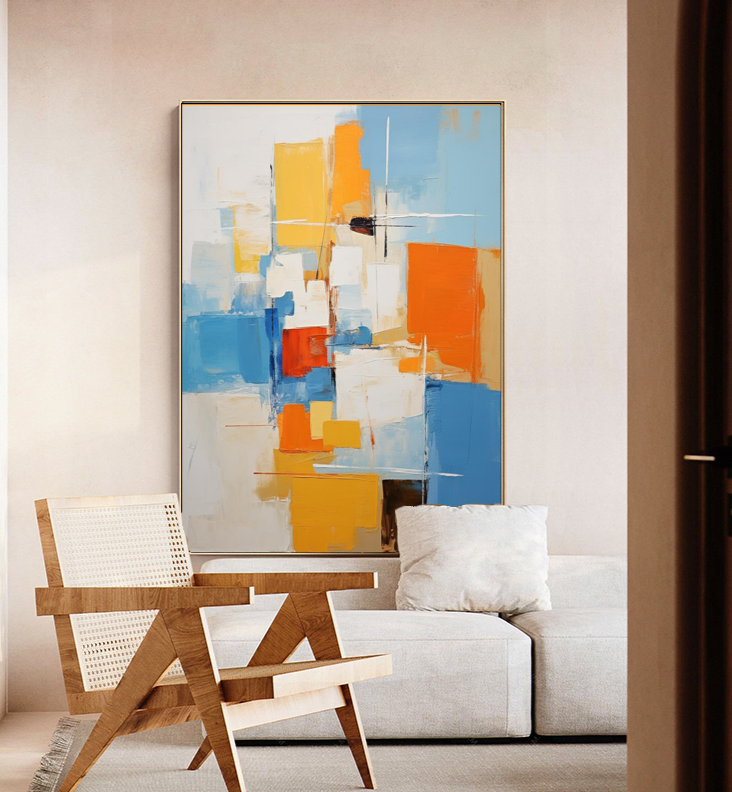 City Blocks - Modern Abstract Vertical Wall Art Canvas