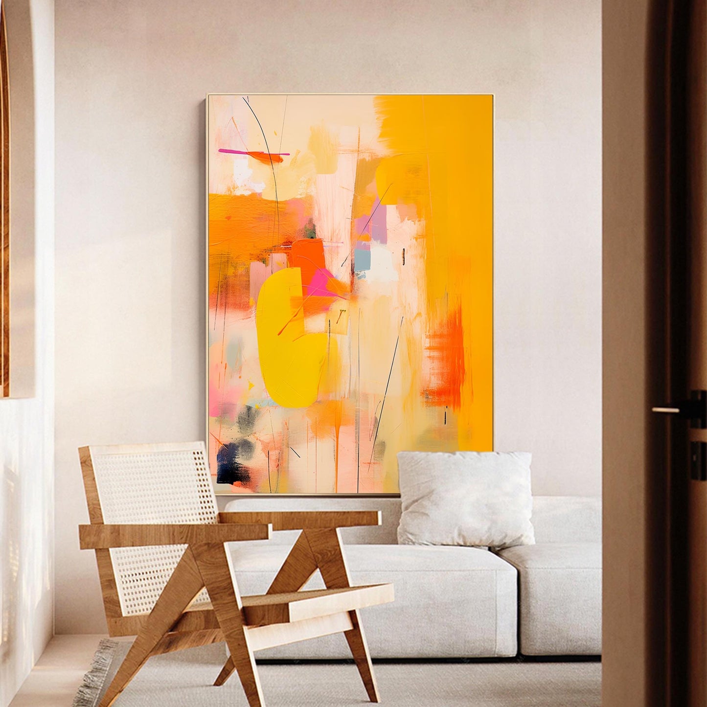 Urban Sunset - Abstract Painting Ideas, Yellow and Pink Wall Art