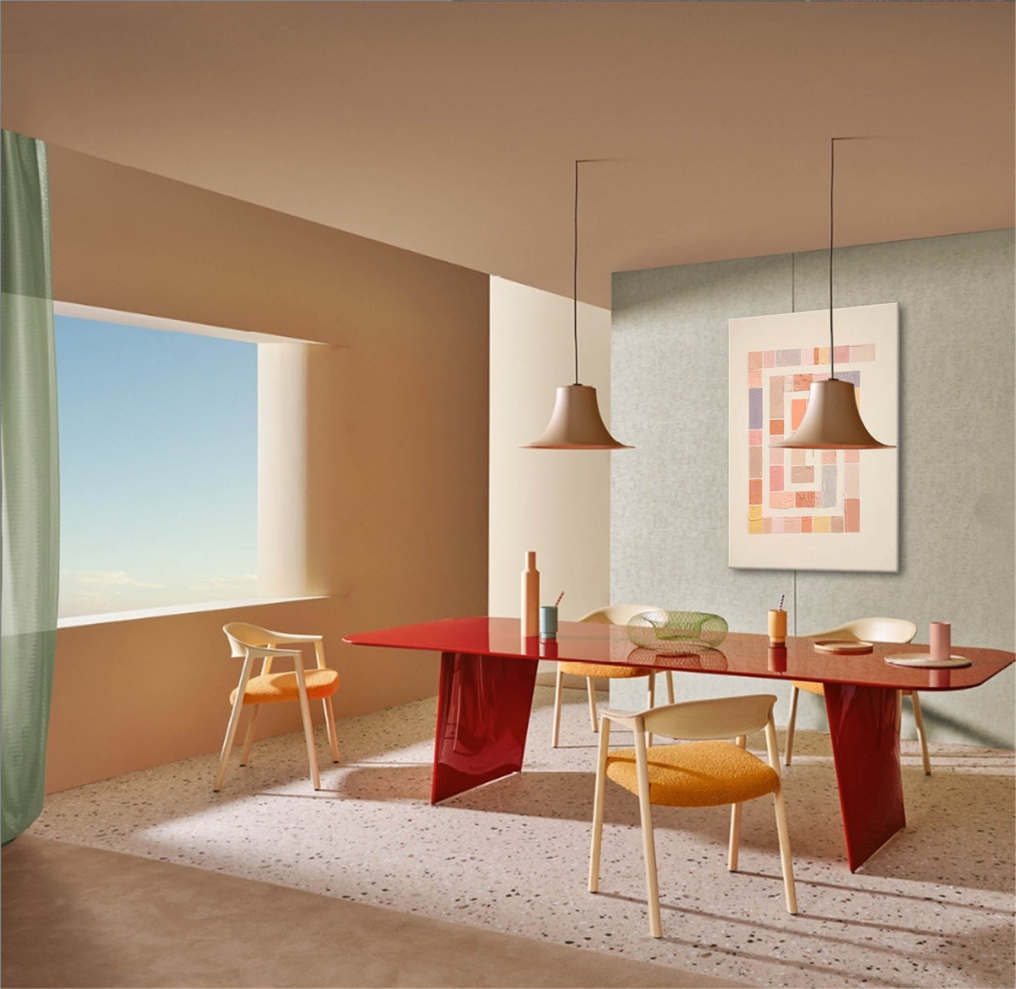 Pastel Maze - Minimalist Abstract Art Geometric Canvas