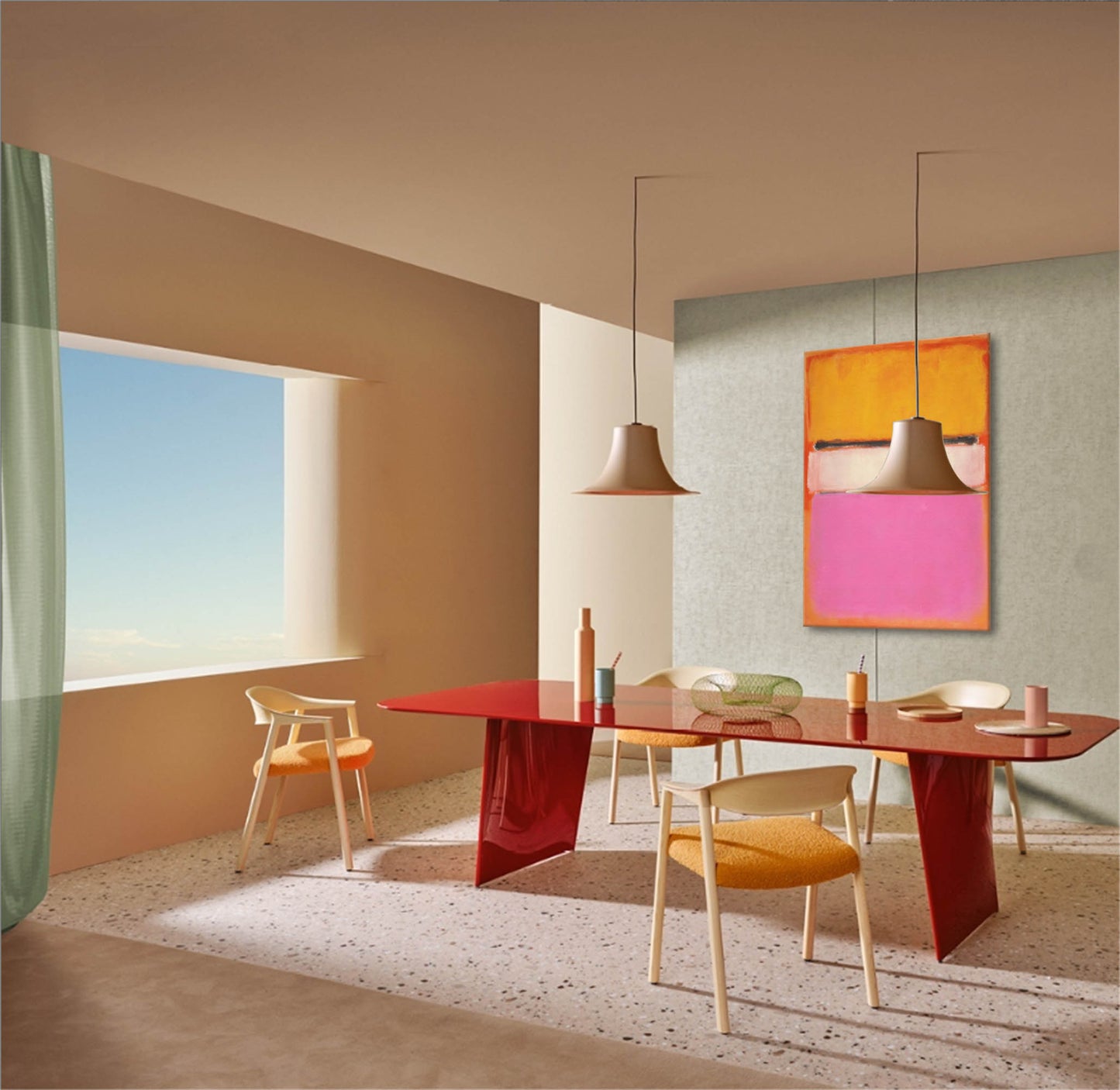 Sunset Glow - Pink and Orange Wall Art Abstract Canvas